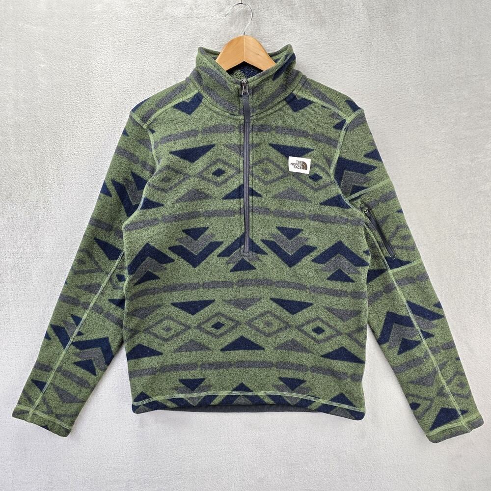 The North Face Gordon Lyons Novelty 1/4 Zip Pullover Mens Small Aztec Green